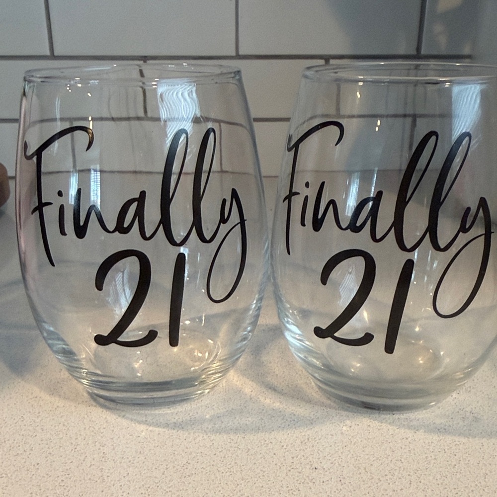 Finally 21 Stemless Wine Glasses